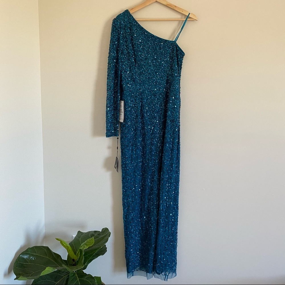 Adrianna Papell One Shoulder Sequin Gown - Picture 6 of 8
